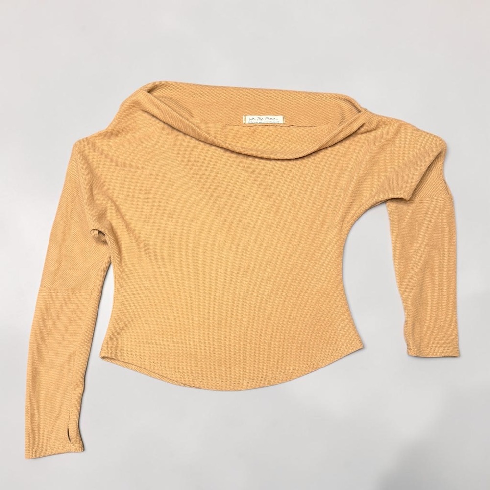 Free People We The Free Boho Womens Off Shoulder Thermal Top Tan Size XS